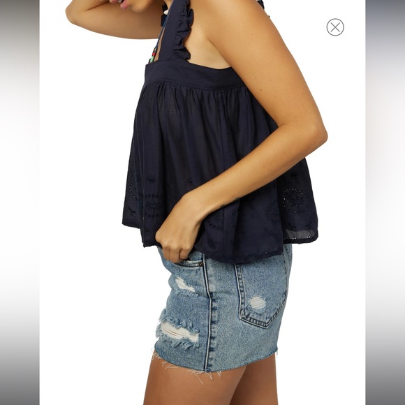 O’Neill Lexie Ruffle Strap Button Front Cotton Tank - Picture 4 of 14